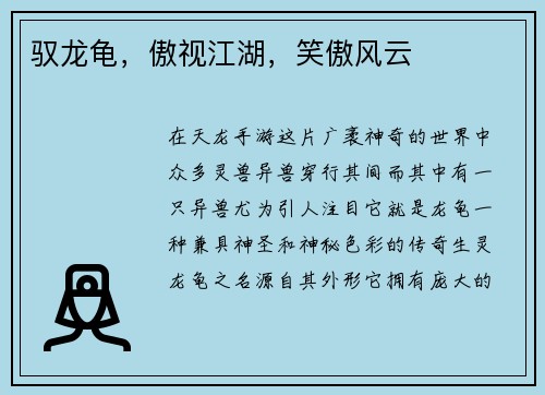 驭龙龟，傲视江湖，笑傲风云